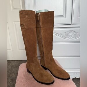 Tory Burch Tan Suede Over the Knee Boots